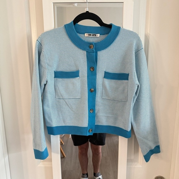 Ciao Lucia Lise Jacket in Sail Size Small Color Blue White - Picture 2 of 5